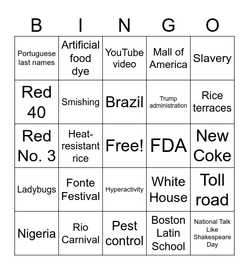 From A to Z 4/23/25 Bingo Card