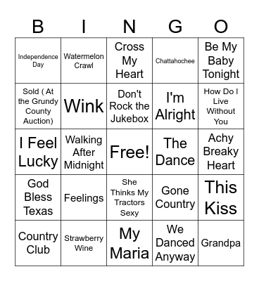 Mixed Country Bingo Card