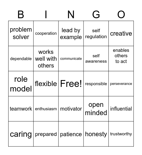 Leadership Bingo Card