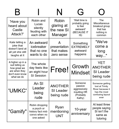 SI Lingo Bingo Card