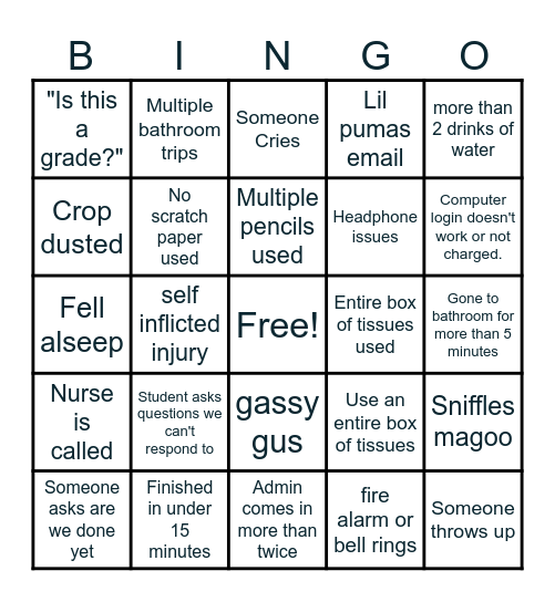 PSSA BINGO Card