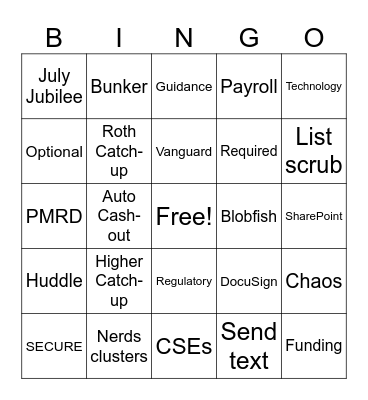 SECURE 2.0 BINGO Card