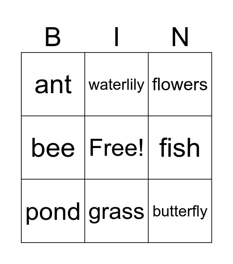 Key words #1 and #2 Bingo Card