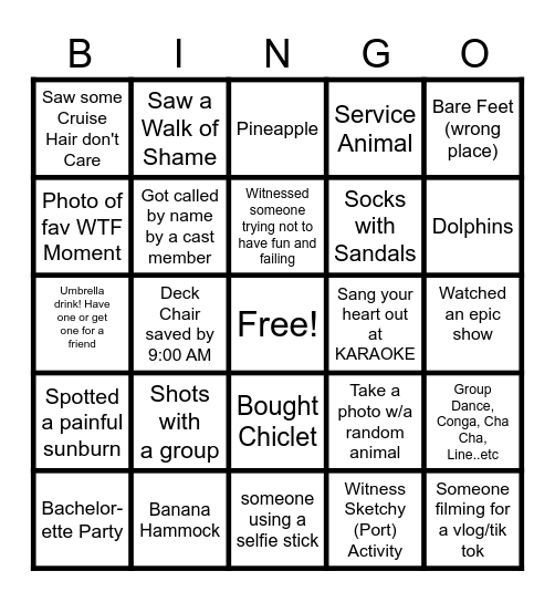 "Ship Happens" Bingo Card