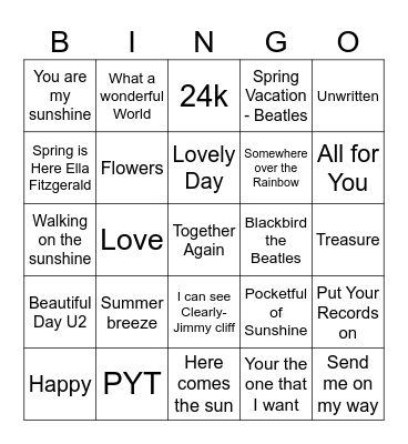 Spring Dreaming Bingo Card