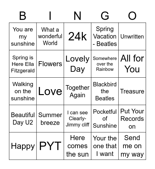 Spring Dreaming Bingo Card