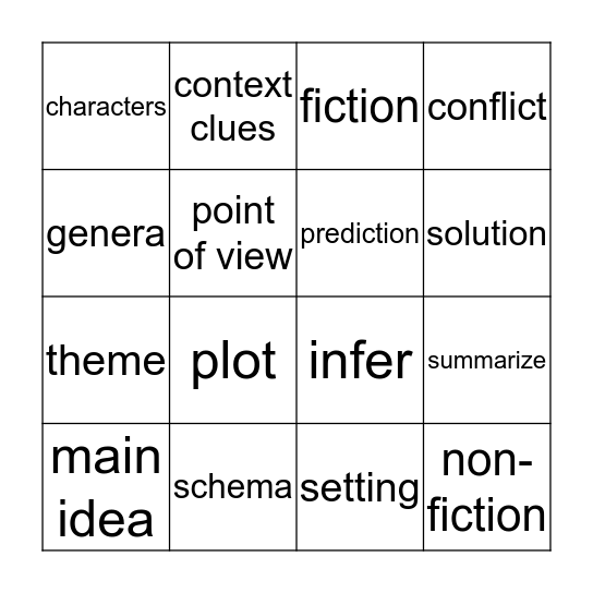 Elements of Literature 3 Bingo Card