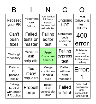 Pipeline Bingo Card