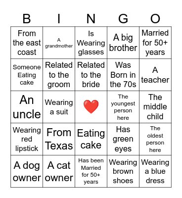 Find the Guest Bingo Card
