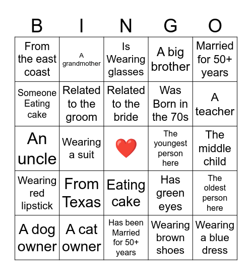 Find the Guest Bingo Card