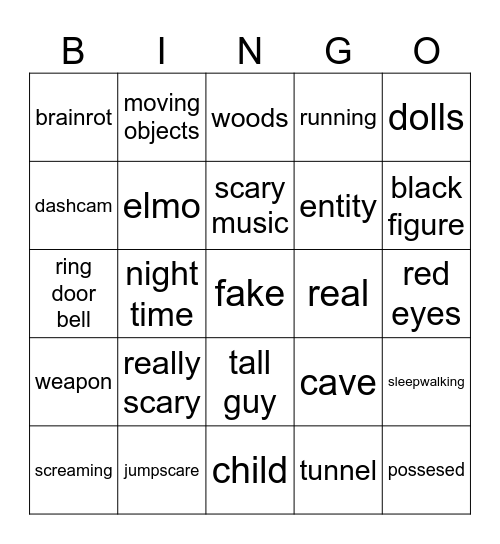 spoopy Bingo Card