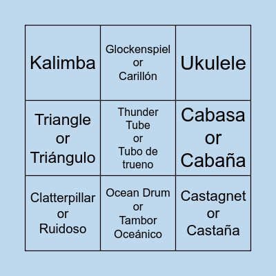 NAME THAT INSTRUMENT! Bingo Card
