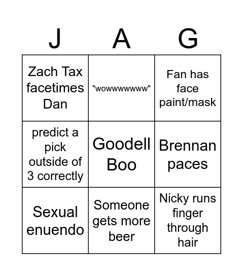 Draft Bingo Card