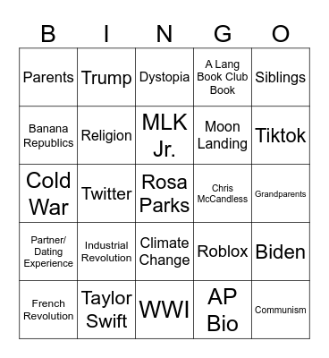 AP Lang Argument Bingo Card
