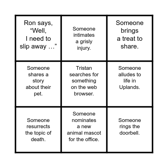 Coffee-Time Bingo Card