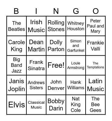 Music Bingo Card