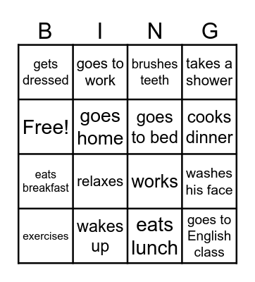 Daily Routine Bingo Card
