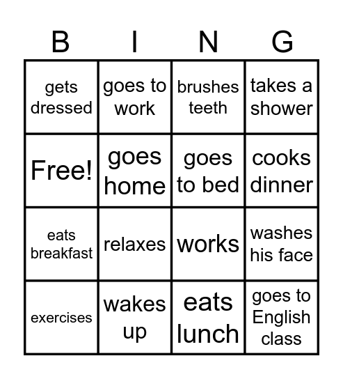 Daily Routine Bingo Card