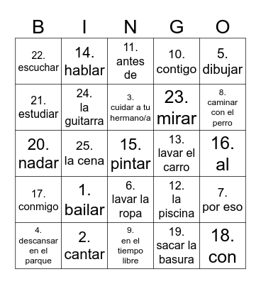 Ch. 4:1 Bingo Card