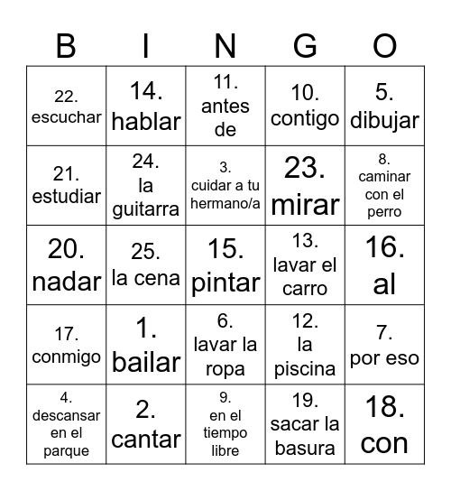 Ch. 4:1 Bingo Card