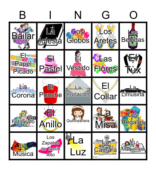 La Quinceañera Bingo Card
