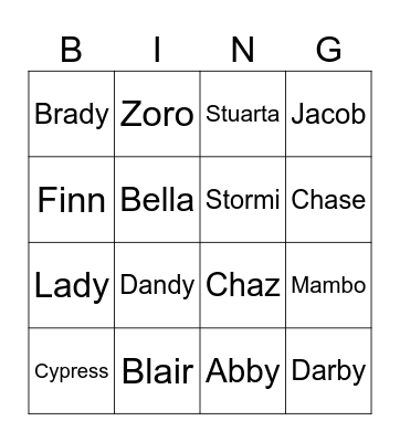 Bingo Fur Fun! Bingo Card