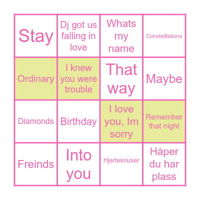 Musikk bingo Card