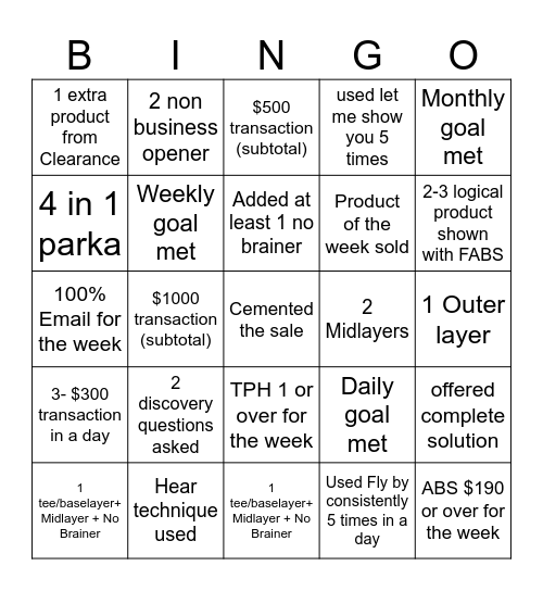 YVR Shepherds Bingo Card