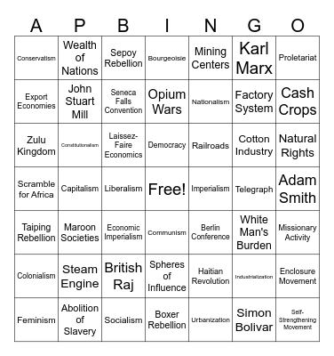 PERIOD 3 REVIEW Bingo Card