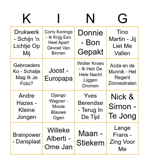 27 APRIL = NATIONALE KINGO Bingo Card