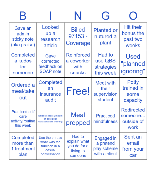 BCBA Bingo Card