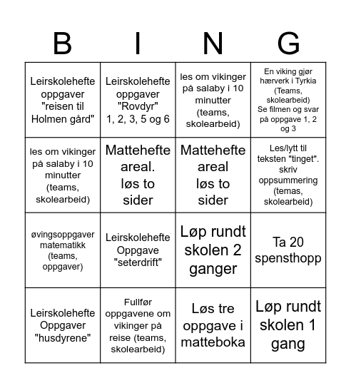 Arbeidsbingo Card