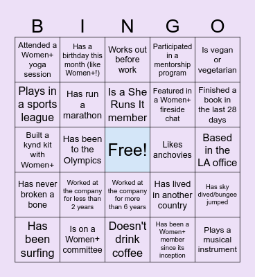 Women+ Bingo Card