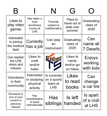 ETS College Hangout - Introduce Yourself! Bingo Card