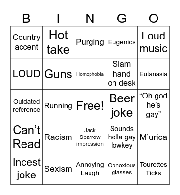 Sean Bingo Card
