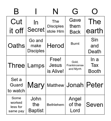 Matthew Bingo Card