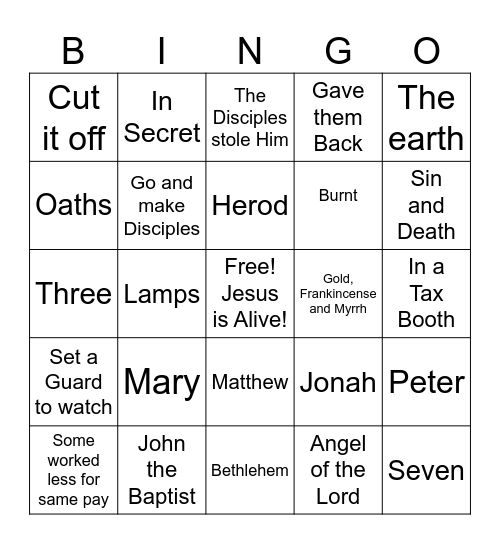 Matthew Bingo Card