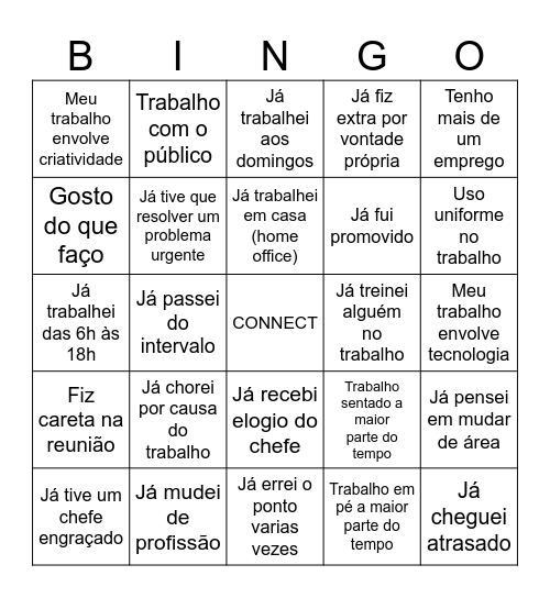 DIA DO TRABALHADOR Bingo Card
