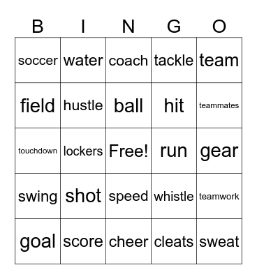 Sports Bingo Card