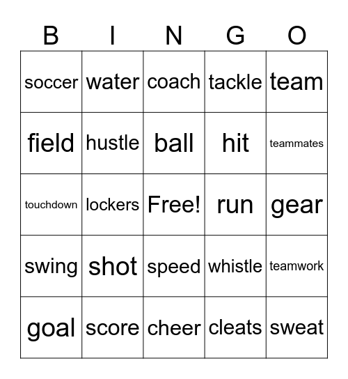 Sports Bingo Card