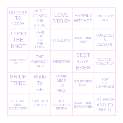 DANIELLE Bingo Card