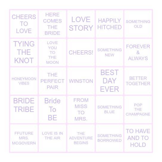 DANIELLE Bingo Card