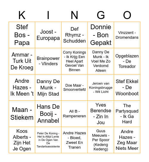 KONINGSDAG 2025 Bingo Card
