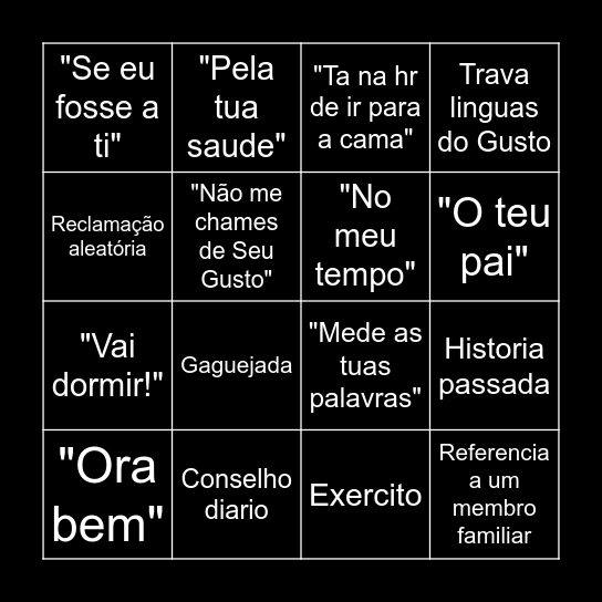 Bingo Gustuoso Bingo Card