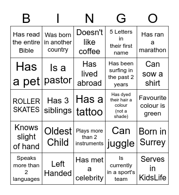 Avant Surrey Fraser Bingo! Bingo Card