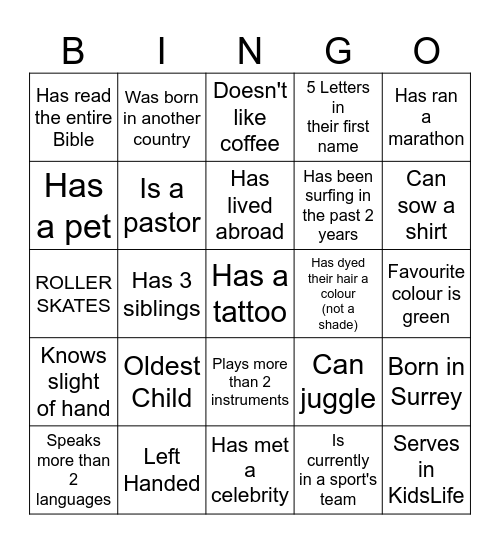 Avant Surrey Fraser Bingo! Bingo Card