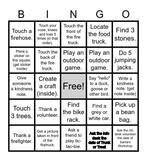Community Day Celebration Bingo Card