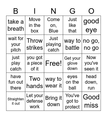 Baseball Bingo Card