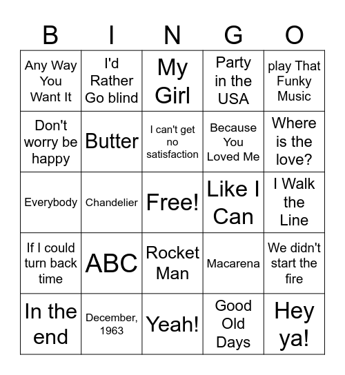Music May 12 Bingo Card