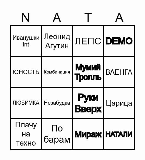 HAPPY BIRTHDAY Bingo Card